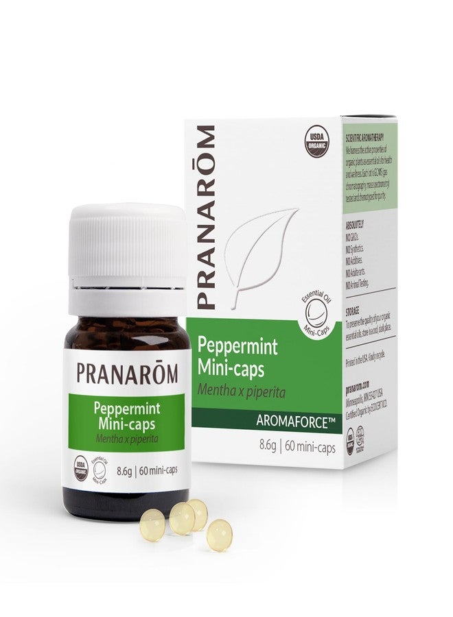 Pranarom - Aromaforce Peppermint Mini-Caps - Organic Digestive Support - Certified Organic Ingredients - Safe & Effective - Easy to Swallow - 60 count - Image 1